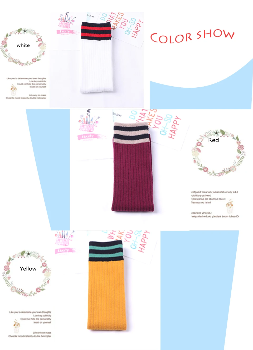Harajuku Autumn And Winter Warm Fashion Two Bar Stripes Casual Cute Female New Pile In Tube Socks Cotton Japan and South Korea (8)