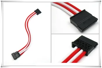Molex 4Pin to Sata connector adapter /extension cable with Red&white sleeving 18AWG
Molex 4Pin to Sata connector adapter /extension cable with Red&white sleeving 18AWG