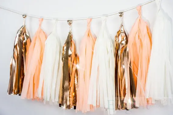 7ft of twine with 15 tassels DIY Tassel Garland Kit -Rose gold / Ivory/Peach Wedding Shower Tissue Paper Tassle Decor
7ft of twine with 15 tassels DIY Tassel Garland Kit -Rose gold / Ivory/Peach Wedding Shower Tissue Paper Tassle Decor