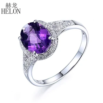 HELON Certified Oval Cuut Flawless Amethyst Ring Solid 14K White Gold Diamond Ring For Women Engagement Trendy Fine Jewelry Ring 
HELON Certified Oval Cuut Flawless Amethyst Ring Solid 14K White Gold Diamond Ring For Women Engagement Trendy Fine Jewelry Ring