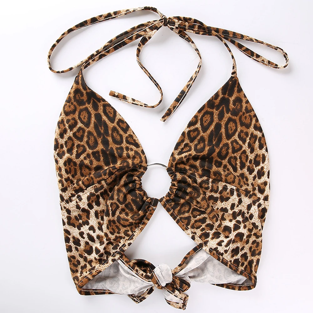 Fashion Leopard Printed Sexy Halter Crop Top Women Camis Backless Bandage Lace Up Sequins Metal Ring Tank Top Dropshiping
Fashion Leopard Printed Sexy Halter Crop Top Women Camis Backless Bandage Lace Up Sequins Metal Ring Tank Top Dropshiping