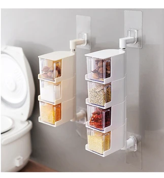 Wall-mounted Rotating Seasoning Box For Salt Pepper Spice Seasoning Box Multi-layer Multi-function Transparent Kitchen Tool
Wall-mounted Rotating Seasoning Box For Salt Pepper Spice Seasoning Box Multi-layer Multi-function Transparent Kitchen Tool