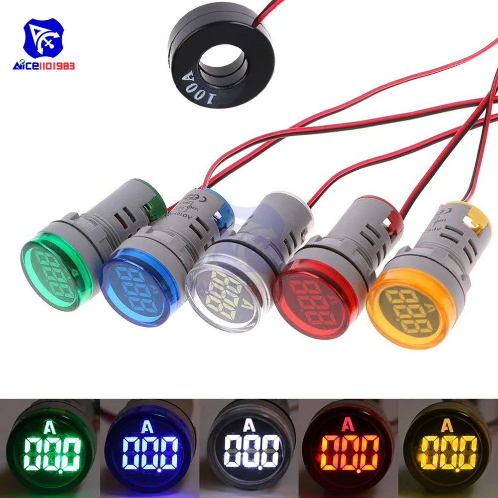 Mini LED Digital Ammeter 5 Color Available 0-100A 22MM Circle Panel Current Meter Tester Pilot Light Indicator Display with Coil
Mini LED Digital Ammeter 5 Color Available 0-100A 22MM Circle Panel Current Meter Tester Pilot Light Indicator Display with Coil