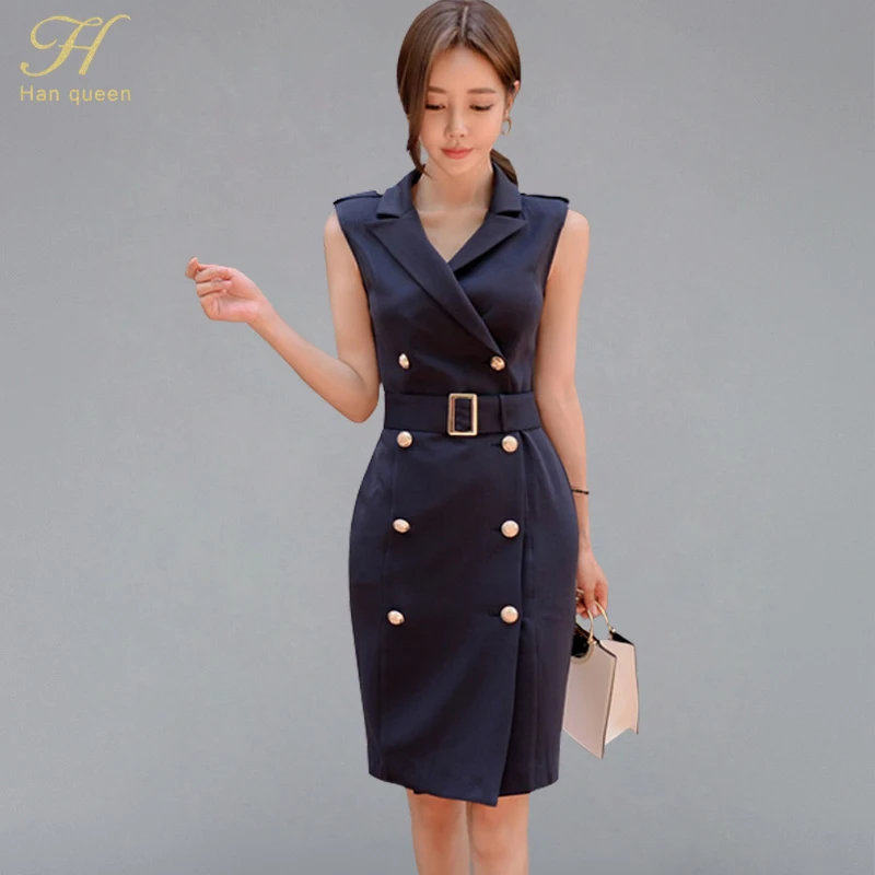 H Han Queen Women's 2018 New Summer Double-breasted Belt Waist Dress Button OL Wear To Work Fitted Sheath Bodycon Pencil Vestido
H Han Queen Women's 2018 New Summer Double-breasted Belt Waist Dress Button OL Wear To Work Fitted Sheath Bodycon Pencil Vestido