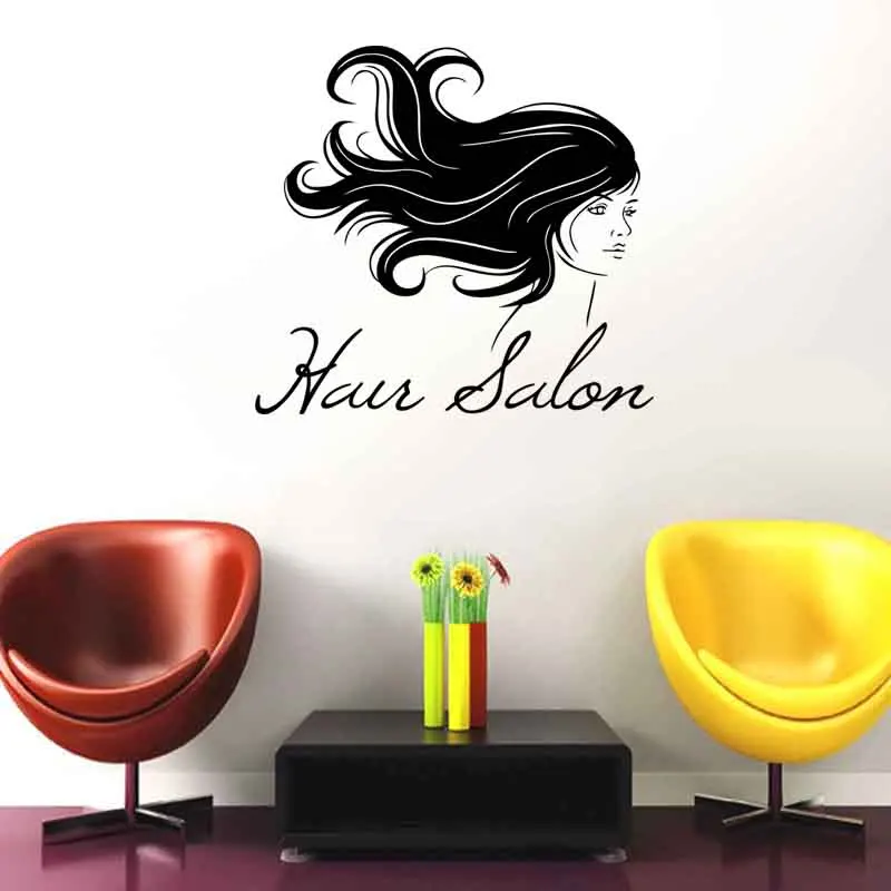Girl Hair Salon Wall Sticker Hairdresser Poster Beauty Barbershop Glass Decal Wall Art Stickers Decal Wall Sticker