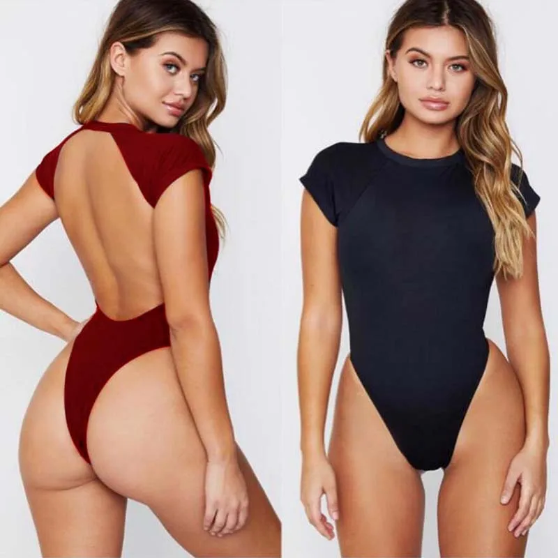 2019 One Pieces Swimsuit Female Sexy Backless Swimwear