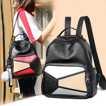 277-3 Stitching Sheepskin backpack female Soft Shoulder Bag Lady Leisure Student Leather travel Backpack
277-3 Stitching Sheepskin backpack female Soft Shoulder Bag Lady Leisure Student Leather travel Backpack