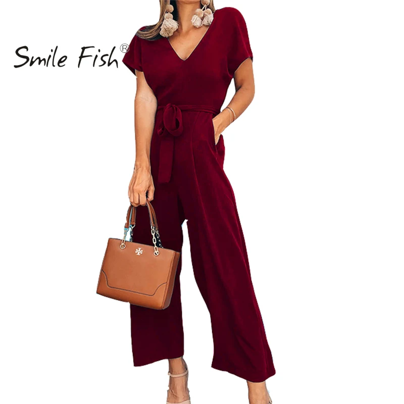 New Casual Women Jumpsuit V-Neck Short Sleeve Combinaison Femme Pockets Rompers Sashes Office Work Overalls Wide Leg Pants GV364
New Casual Women Jumpsuit V-Neck Short Sleeve Combinaison Femme Pockets Rompers Sashes Office Work Overalls Wide Leg Pants GV364