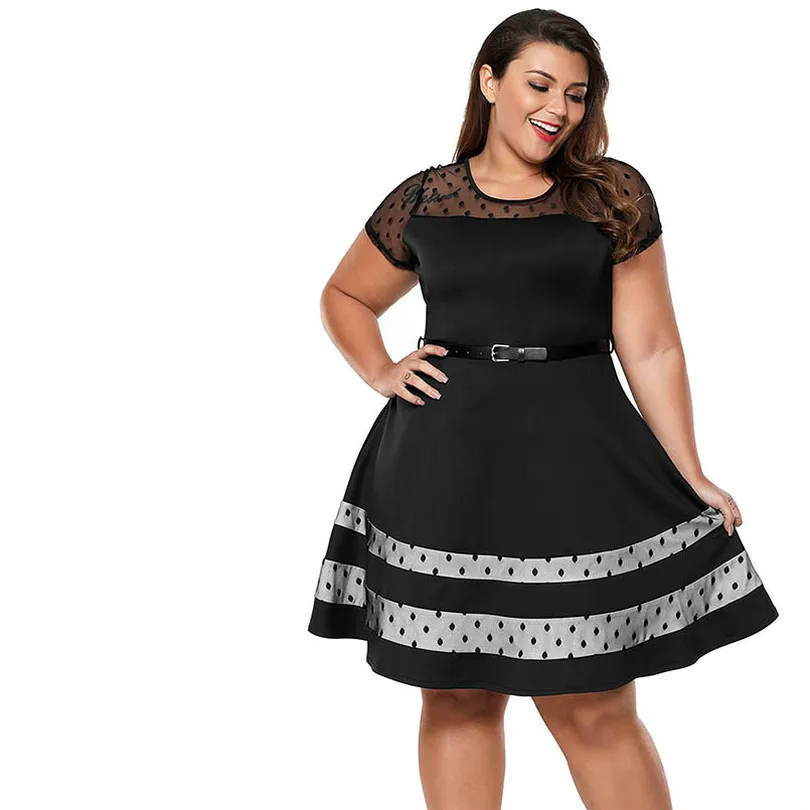 Plus Size Vintage Dress Office Ladies Sexy New Fashion Summer Dress With Belt European Patchwork Party Dresses
Plus Size Vintage Dress Office Ladies Sexy New Fashion Summer Dress With Belt European Patchwork Party Dresses