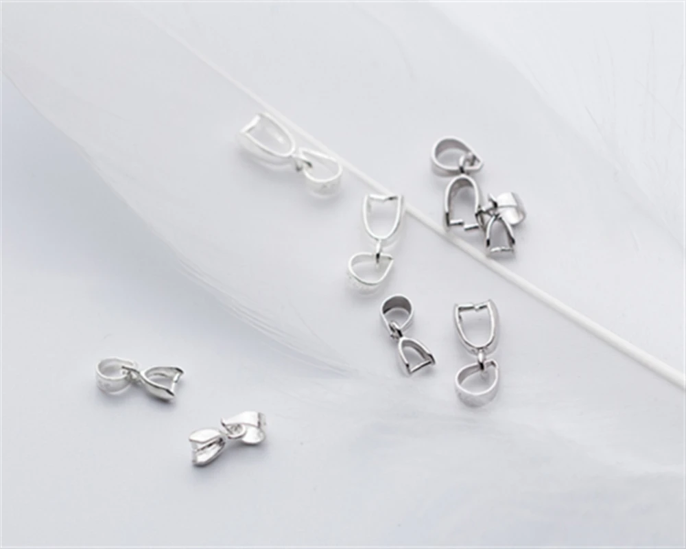 

Free925 de prata NEW 10PCS Size S 925 Sterling Silver Findings Bail Connector Bale Pinch Clasp 925 Silver Pendant Fittings Bail