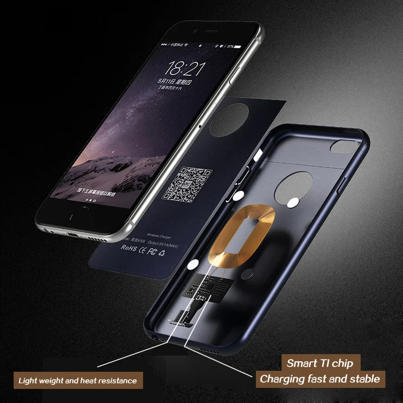 Ultra-thin Qi Wireless Receiver for iphone 6 s 7 8 plus cover High quality pc all-inclusive hard Phone Case capa 6s |