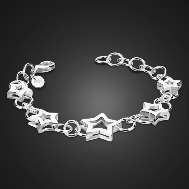 Solid 925 silver Charm Bracelets. Star and Moon Series. nice jewlery. This is an introverted charm, not easy to make public.
Solid 925 silver Charm Bracelets. Star and Moon Series. nice jewlery. This is an introverted charm, not easy to make public.