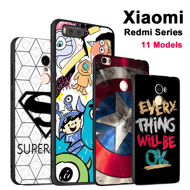 Чехол для Xiaomi Redmi 4/x/Pro/4A Черный силиконовый чехол M6 Mi6 max2 с 3D рельефным рисунком из