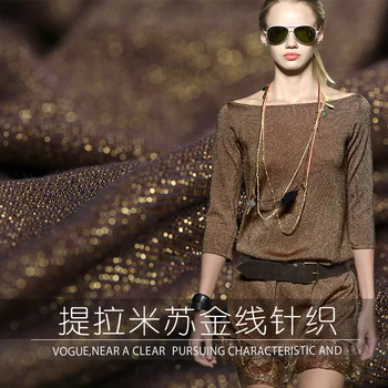 2018 spring and summer new bright gold thread interlaced cotton thin knitted fabric elegant modern high-set cotton dress
2018 spring and summer new bright gold thread interlaced cotton thin knitted fabric elegant modern high-set cotton dress