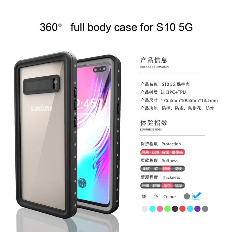 IP68 360 Protect For Coque Samsung S10 Waterproof Case for Samsung Galaxy S10 5G Diving skiing, swimming Heavy protection Cover
IP68 360 Protect For Coque Samsung S10 Waterproof Case for Samsung Galaxy S10 5G Diving skiing, swimming Heavy protection Cover