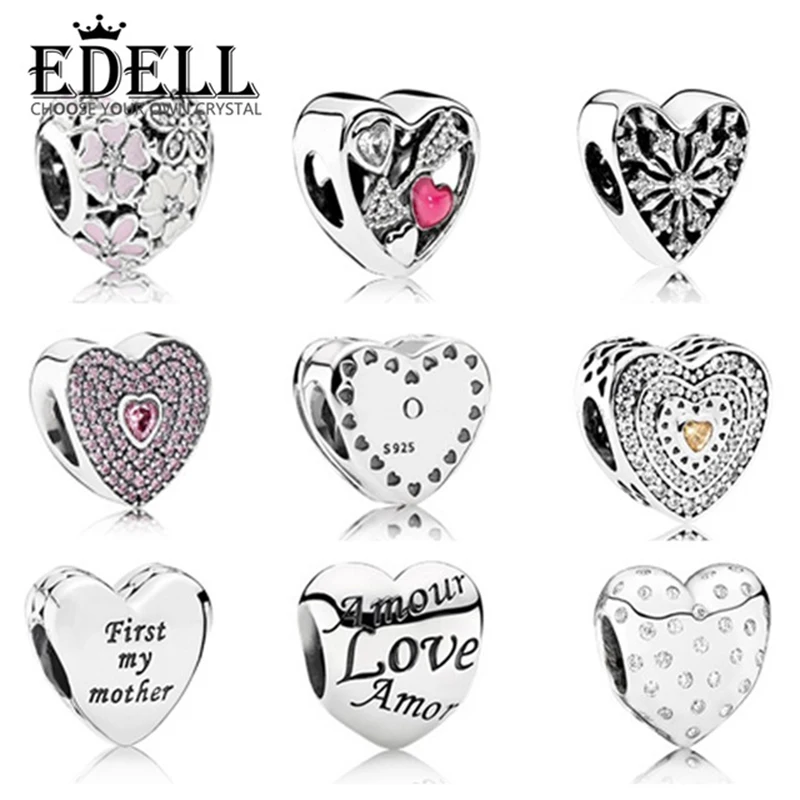 EDELL 100% Genuine 925 Sterling Silver Heart Shape beads Charm handsel love gifts Charm Bracelet DIY Genuine Silver Jewelry
EDELL 100% Genuine 925 Sterling Silver Heart Shape beads Charm handsel love gifts Charm Bracelet DIY Genuine Silver Jewelry