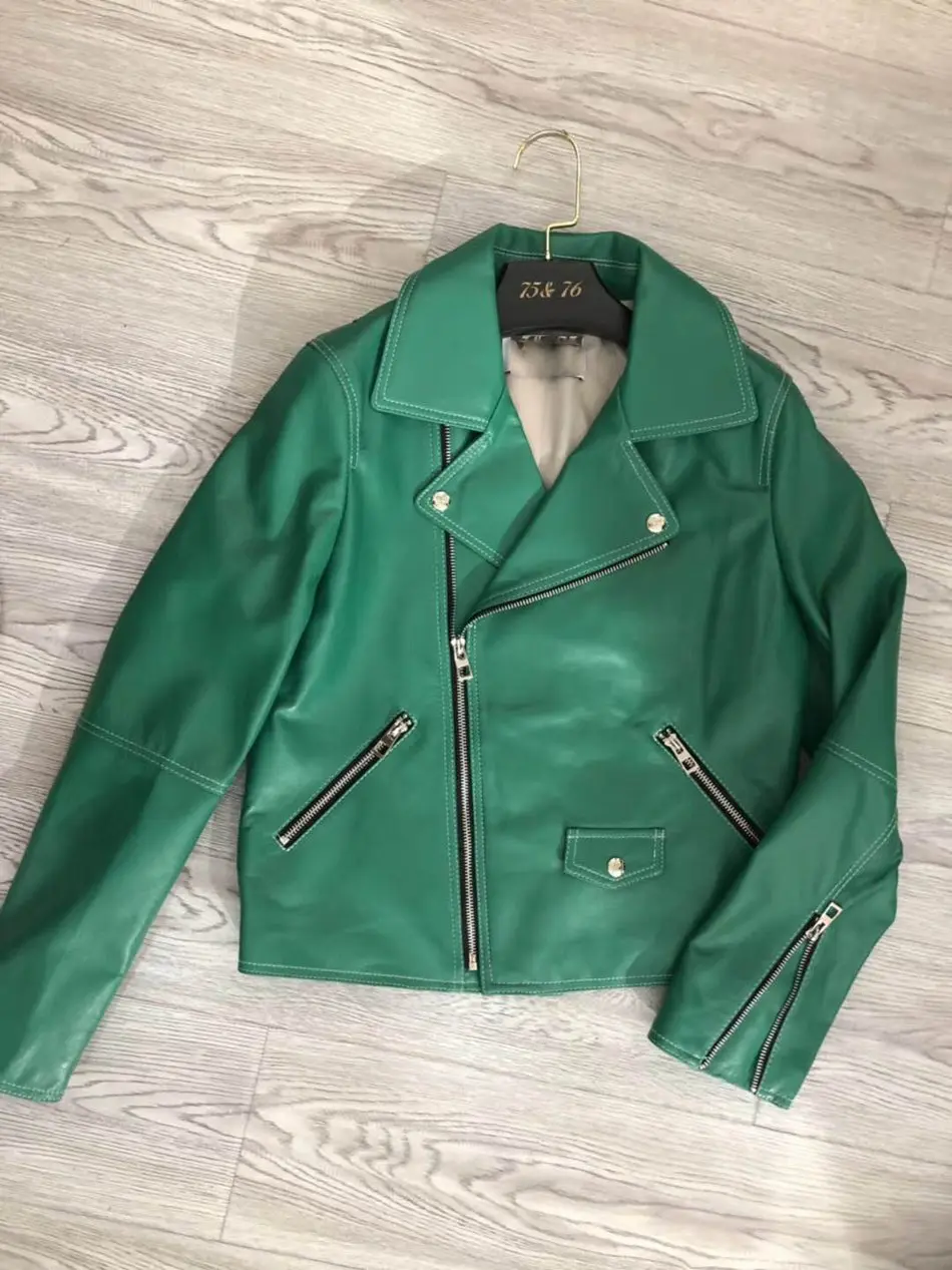 women fashion sheep leather genuine leather jacket (3)