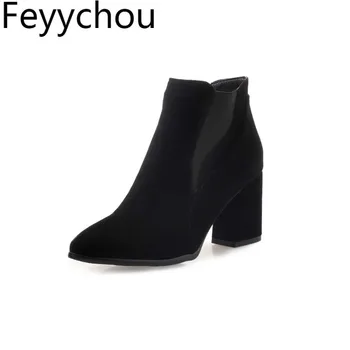 Women Boots Autumn Winter High Heel Warm Flock Pointed Toe Slip on Elastic Band Chelsea 2018 Ankle Sexy Fashion Casual Size34-47
Women Boots Autumn Winter High Heel Warm Flock Pointed Toe Slip on Elastic Band Chelsea 2018 Ankle Sexy Fashion Casual Size34-47
