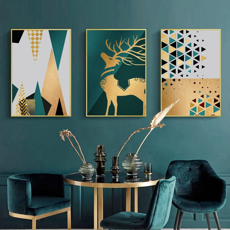 

Nordic Poster Abstract Deer Canvas Art Print Modern Wall Painting Decoration Pictures for living Room Scandinavian Home Decor