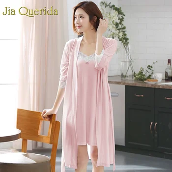 Fashion Batas De Dormir Mujer 2019 Summer Pink Solid Kimono Cotton Robe + Spaghetii Cami Gown Home Wear Clothing Bath Robe Set
Fashion Batas De Dormir Mujer 2019 Summer Pink Solid Kimono Cotton Robe + Spaghetii Cami Gown Home Wear Clothing Bath Robe Set