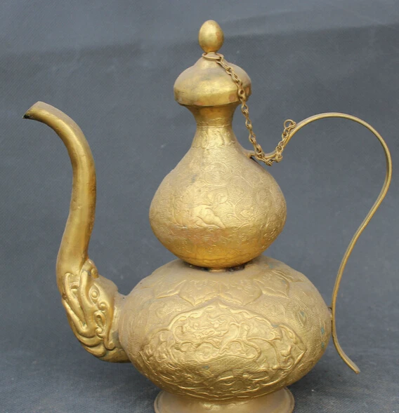 JP S0524 9' Handmade Chinese Copper Gilt Dynasty Palace Dragon Beast Wine Tea Pot Flagon
JP S0524 9' Handmade Chinese Copper Gilt Dynasty Palace Dragon Beast Wine Tea Pot Flagon