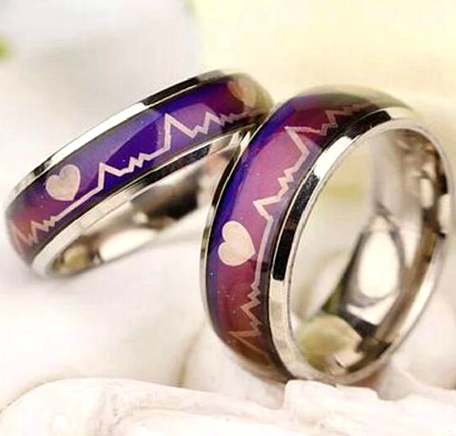 20pcs ECG Mood Rings 8MM Men Women Electrocardiogram Color change Stainless Steel Wedding Rings Comfortable Quality Jewelry
20pcs ECG Mood Rings 8MM Men Women Electrocardiogram Color change Stainless Steel Wedding Rings Comfortable Quality Jewelry