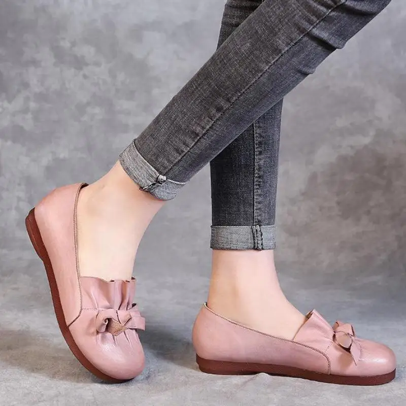 Women Leather Flats Pink Spring Shoes Low Heels 2019 Sweet Style Girls Loafers Genuine Leather Handmade Women Shoes Flats Lazy
Women Leather Flats Pink Spring Shoes Low Heels 2019 Sweet Style Girls Loafers Genuine Leather Handmade Women Shoes Flats Lazy