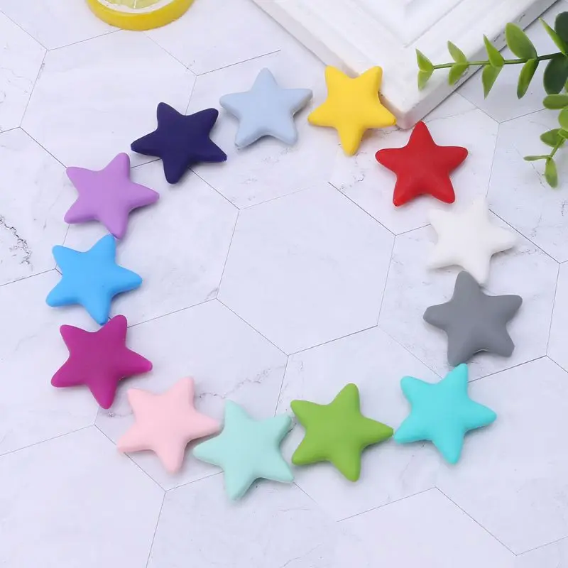 10 Pcs/Set Silicone Beads Baby Teether Teething Grind Massage Newborn DIY Necklace Tool Toys Safe Star Shape Food Grade Bead
10 Pcs/Set Silicone Beads Baby Teether Teething Grind Massage Newborn DIY Necklace Tool Toys Safe Star Shape Food Grade Bead