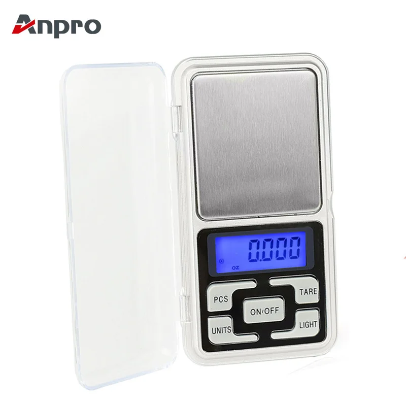 

Anpro 100g/200g/300g/500g 0.01g /0.1g Electronic LCD Display Digital Kitchen Scales Mini Pocket Jewelry Precision Scales