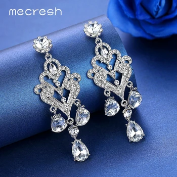 Mecresh Luxury Silver Color Chandelier Dangle Earrings for Women Crystal Long Drop Earrings Fashion Wedding Party Jewelry EH1152
Mecresh Luxury Silver Color Chandelier Dangle Earrings for Women Crystal Long Drop Earrings Fashion Wedding Party Jewelry EH1152
