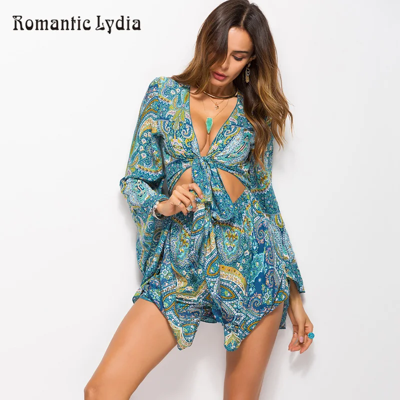 Women 2018 Boho Floral Playsuit Summer Casual Print Knitted Lace up Deep V Neck Rompers Womens Jumpsuit Sportsuit Beach Wear
Women 2018 Boho Floral Playsuit Summer Casual Print Knitted Lace up Deep V Neck Rompers Womens Jumpsuit Sportsuit Beach Wear