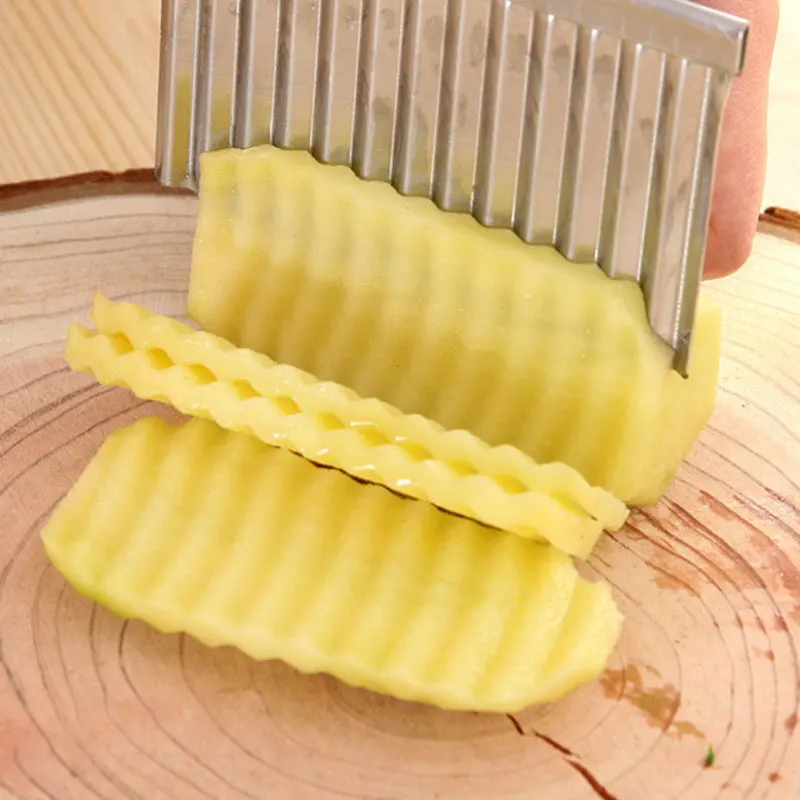 Potato French Fry Cutter Stainless Steel Serrated Slicing Banana Fruits Wave Chopper Kitchen Tool DC156
Potato French Fry Cutter Stainless Steel Serrated Slicing Banana Fruits Wave Chopper Kitchen Tool DC156