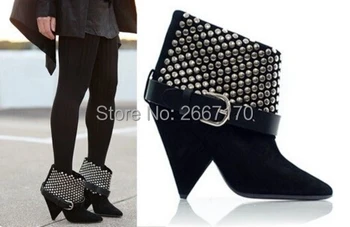 Fall Winter's Ankle Boots Silver Rivets Embellished Spike Chunky Heels Pointed Toe Strap Motorcycle Botas Chaussure Femmes
Fall Winter's Ankle Boots Silver Rivets Embellished Spike Chunky Heels Pointed Toe Strap Motorcycle Botas Chaussure Femmes