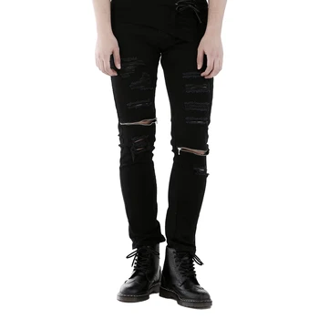 Punk Men Cotton Stretch Denim Pants Metal Zippered Hole Slim Jeans Hip Hop Streetwear Black Casual Pencil Pants
Punk Men Cotton Stretch Denim Pants Metal Zippered Hole Slim Jeans Hip Hop Streetwear Black Casual Pencil Pants