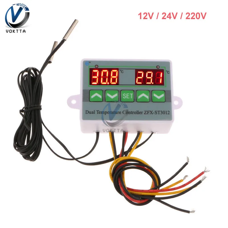 ST3012 12V 24V AC 220V LED Digital Display Thermostat Dual Temperature Controller Microcomputer Regulator Sensor Control Meter
ST3012 12V 24V AC 220V LED Digital Display Thermostat Dual Temperature Controller Microcomputer Regulator Sensor Control Meter