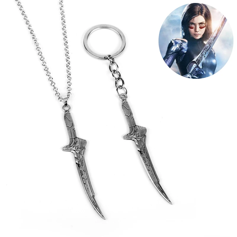 Hot sci-fi Movie Alita Battle Angel Pendant Necklace Curved Swords Weapon Necklaces Cool Car Bag Women Men Keyring
Hot sci-fi Movie Alita Battle Angel Pendant Necklace Curved Swords Weapon Necklaces Cool Car Bag Women Men Keyring