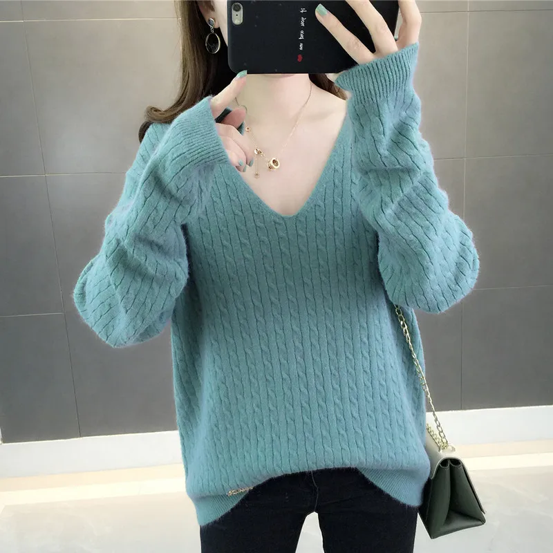 2019 New High Quality Pull Femme V-Neck Loose Jumper Soft Women Fall Knitted Sweater Pullover Sueter Mujer Winter Sweaters
2019 New High Quality Pull Femme V-Neck Loose Jumper Soft Women Fall Knitted Sweater Pullover Sueter Mujer Winter Sweaters