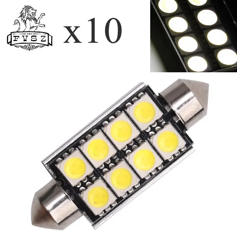 10pcs Festoon 39mm Canbus Car LED 5050 8LED White 8SMD Error Free White Light bulb 10Pcs
10pcs Festoon 39mm Canbus Car LED 5050 8LED White 8SMD Error Free White Light bulb 10Pcs