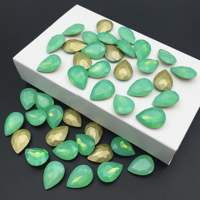 New Color Green Opal Rhinestones 13x18m K9 Glass Teardrop Pointback Fancy Stone Droplet Crystal Rhinestone
New Color Green Opal Rhinestones 13x18m K9 Glass Teardrop Pointback Fancy Stone Droplet Crystal Rhinestone