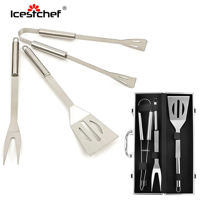 ICESTCHEF 3 шт./компл. набор инструментов для барбекю из нержавеющей стали лопатка