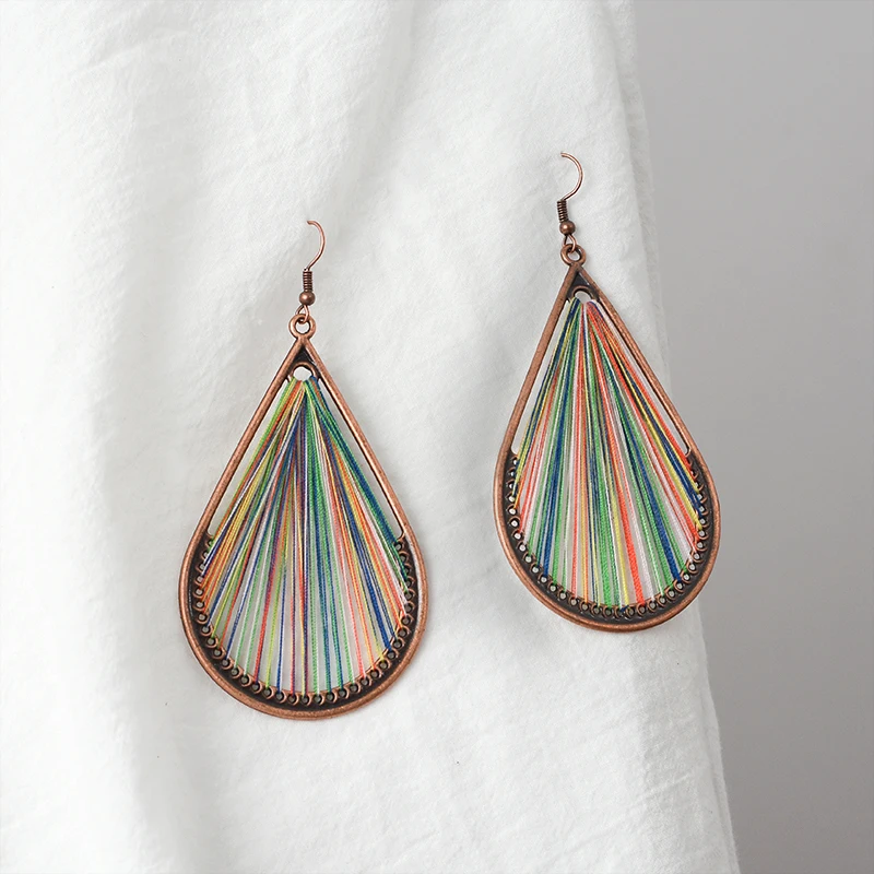 Bohemia ! Jewelry Vintage Bohe Statement Alloy Metal Aerugo Water Drop Colorful Cotton Tassels Earrings For Women
Bohemia ! Jewelry Vintage Bohe Statement Alloy Metal Aerugo Water Drop Colorful Cotton Tassels Earrings For Women