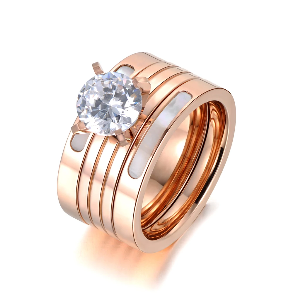 JeeMango CZ Crystal 3 In 1 Rose Gold Color Wedding Rings Jewelry Stainless Steel Rhinestone Engagement Anniversary Gift R18053
JeeMango CZ Crystal 3 In 1 Rose Gold Color Wedding Rings Jewelry Stainless Steel Rhinestone Engagement Anniversary Gift R18053