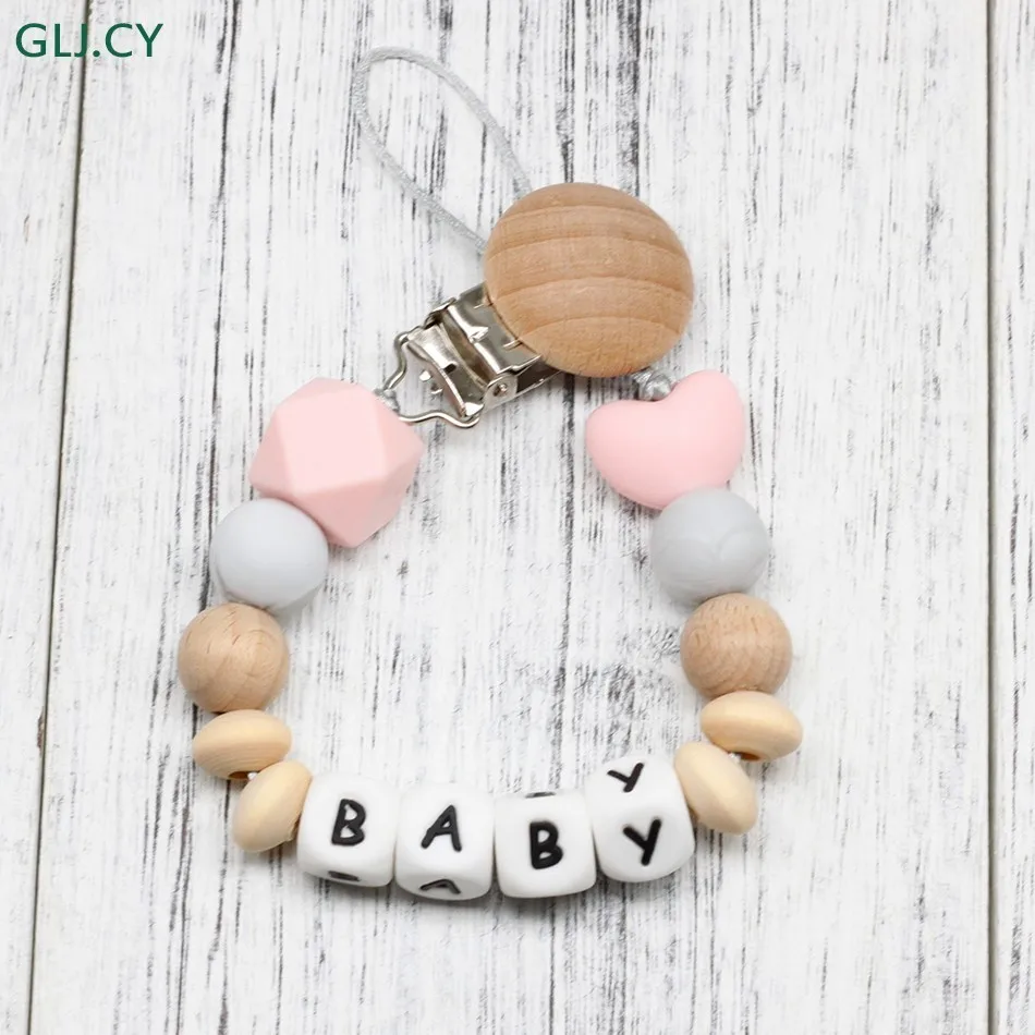 Personalized Name Silicone Wood Baby Pacifier Clips, Silicone Letters Teething Chain, Baby Shower Gift, Infant Dummy Clip
Personalized Name Silicone Wood Baby Pacifier Clips, Silicone Letters Teething Chain, Baby Shower Gift, Infant Dummy Clip