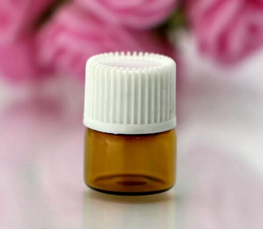 Free Shipping 1ml Small Amber Essential Oil Bottle With Plastic Lid Sample Glass Mini Brown Vials | Красота и здоровье