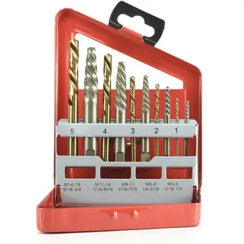 10PC Screw Extractor Set With Box Drill Bit Extractor Set Easy Out Bolt Stud Stripped Screw Remover Tool
10PC Screw Extractor Set With Box Drill Bit Extractor Set Easy Out Bolt Stud Stripped Screw Remover Tool