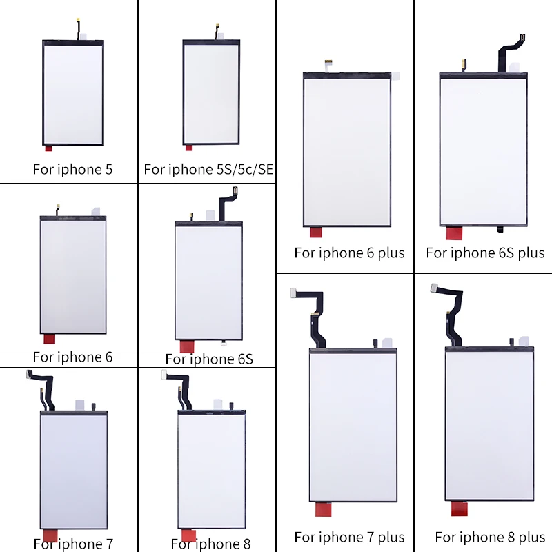 Netcosy LCD screen back light film For iPhone5 5S 5C SE 6S 6Splus 7plus 8 8 plus For iphone 5S 6P 7P LCD Display Backlight Panel 
Netcosy LCD screen back light film For iPhone5 5S 5C SE 6S 6Splus 7plus 8 8 plus For iphone 5S 6P 7P LCD Display Backlight Panel