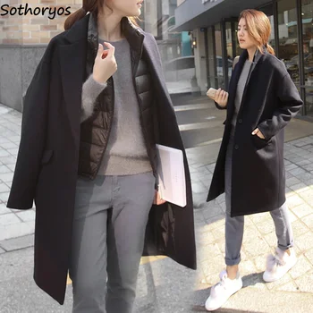 Blends Women Pockets Solid Turn-down Collar Simple All-match Coats Womens Trendy Simple Cotton Korean Style Ladies Elegant Coat
Blends Women Pockets Solid Turn-down Collar Simple All-match Coats Womens Trendy Simple Cotton Korean Style Ladies Elegant Coat