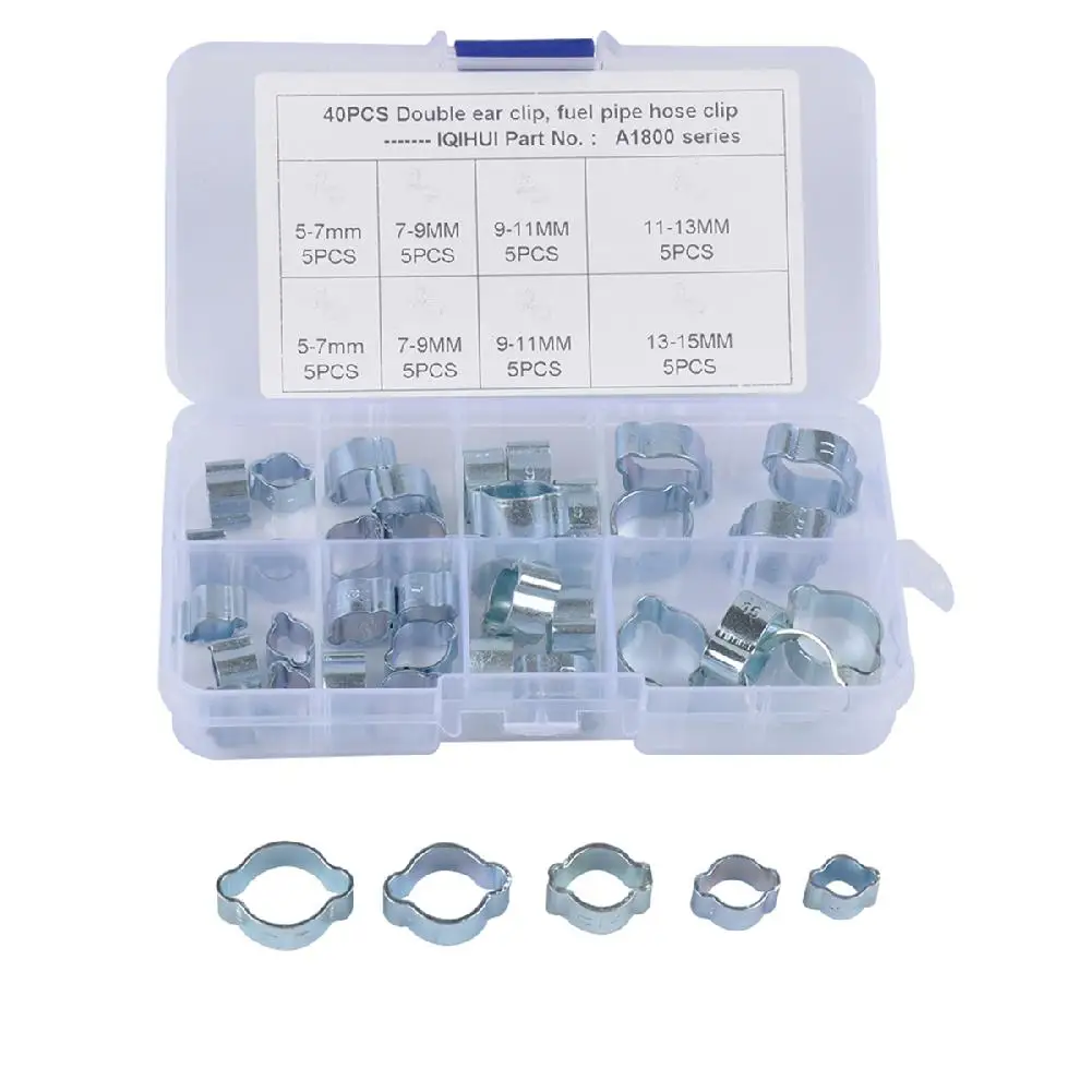 40pcs/set 5 Kinds Specification Galvanized Double Ear Hose Clamp Fuel Air Kit Steel Zinc Plated Clips Car Accessories
40pcs/set 5 Kinds Specification Galvanized Double Ear Hose Clamp Fuel Air Kit Steel Zinc Plated Clips Car Accessories