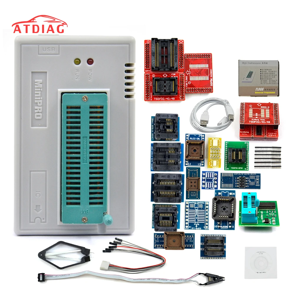 Original New TL866II PLUS Universal Minipro Programmer+24 Adapters+Test Clip+1.8V Adapter TL866 AVR PIC Bios speed Programmer
Original New TL866II PLUS Universal Minipro Programmer+24 Adapters+Test Clip+1.8V Adapter TL866 AVR PIC Bios speed Programmer