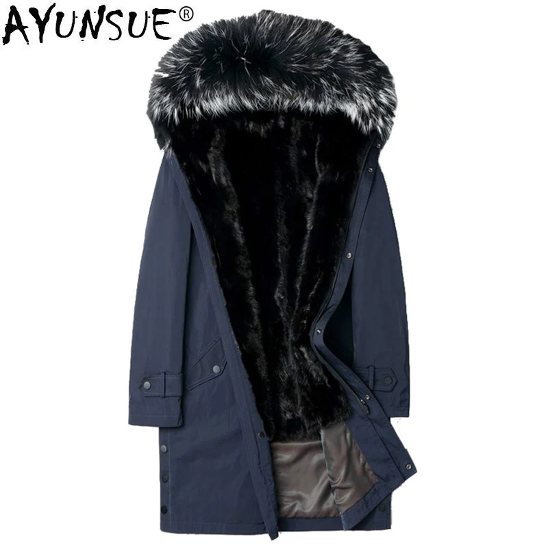 AYUNSUE Real Mink Fur Coat Men Parka Winter Jacket Men Long Natural Fur Jackets Mens Mink Coat Warm Luxury Parkas P8806 KJ1109
AYUNSUE Real Mink Fur Coat Men Parka Winter Jacket Men Long Natural Fur Jackets Mens Mink Coat Warm Luxury Parkas P8806 KJ1109